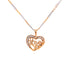 A heart-shaped pendant with clear zirconia stones and the word "Love" engraved shines brilliantly. It gracefully dangles from a 14K two-tone rose gold-filled Cuban link chain, exuding a perfect blend of charm and sophistication as the "Rose of Love Zirconia Pendant Necklace.